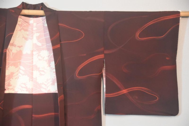 Burgundy Swirl Japanese Silk Haori Jacket - Image 5