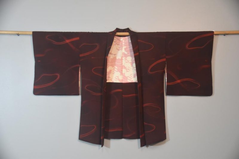 Burgundy Swirl Japanese Silk Haori Jacket