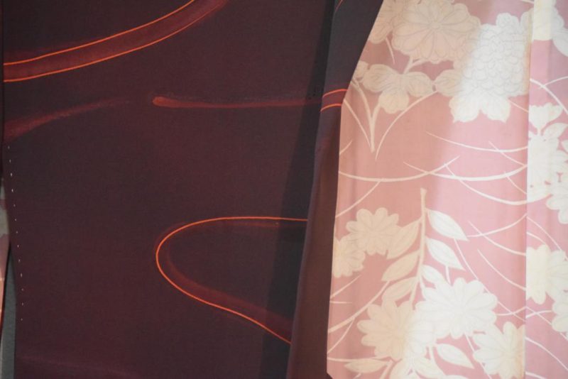 Burgundy Swirl Japanese Silk Haori Jacket - Image 2