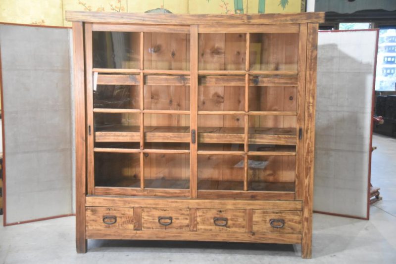 Antique Misedansu Shop Display Chest Width:1870mm - Image 3