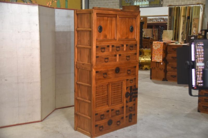 Meiji Period Kyoto Region 2 Section Merchant Chest Width:885mm - Image 13