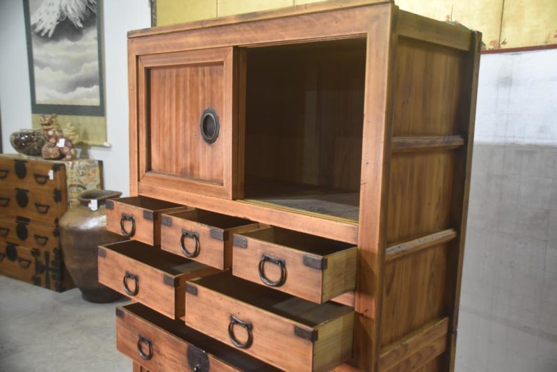 Meiji Period Kyoto Region 2 Section Merchant Chest Width:885mm - Image 10