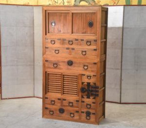 Meiji Period Kyoto Region 2 Section Merchant Chest Width:885mm