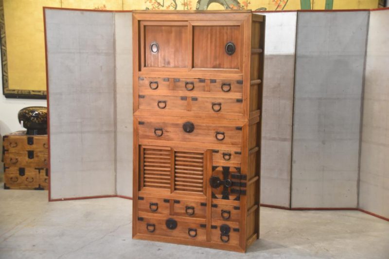 Meiji Period Kyoto Region 2 Section Merchant Chest Width:885mm