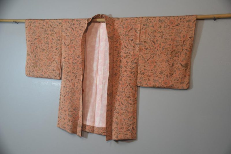 Peach Floral Designs Vintage Haori Jacket - Image 4