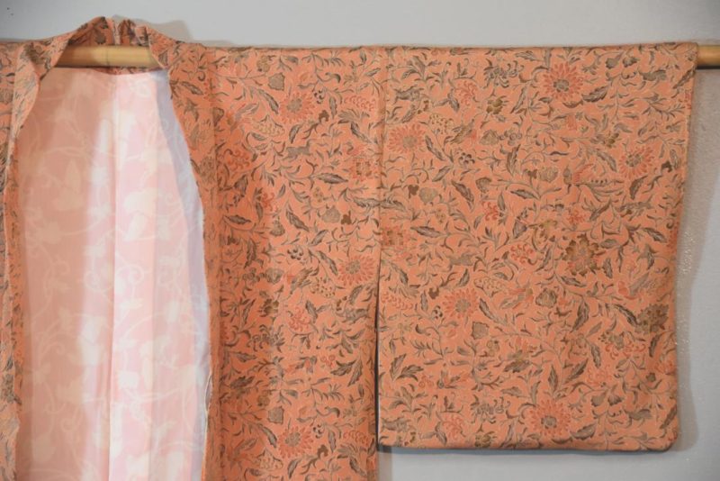 Peach Floral Designs Vintage Haori Jacket - Image 3