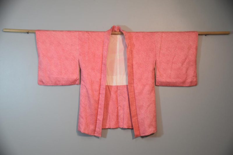 Hot Pink with Red Shibori Vintage Silk Haori Jacket