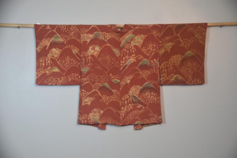 Rusty Brown Vintage Silk Haori Jacket - Image 5