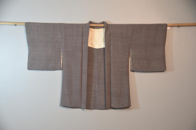 Grey Blue Vintage Silk Haori Jacket