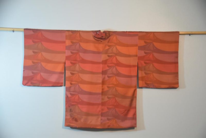 Rust to Raspberry Vintage Silk Haori Jacket - Image 7