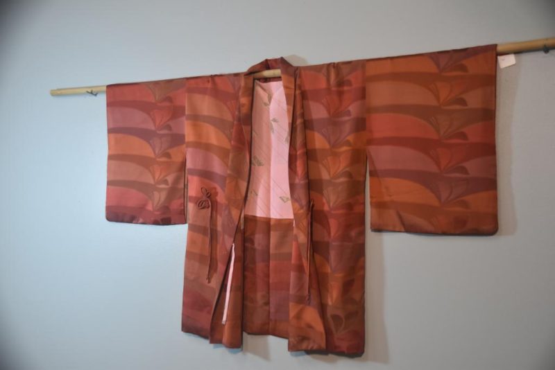 Rust to Raspberry Vintage Silk Haori Jacket - Image 3