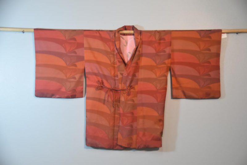 Rust to Raspberry Vintage Silk Haori Jacket - Image 6
