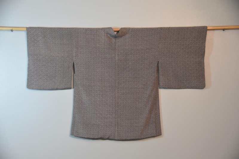 Grey Blue Vintage Silk Haori Jacket - Image 4