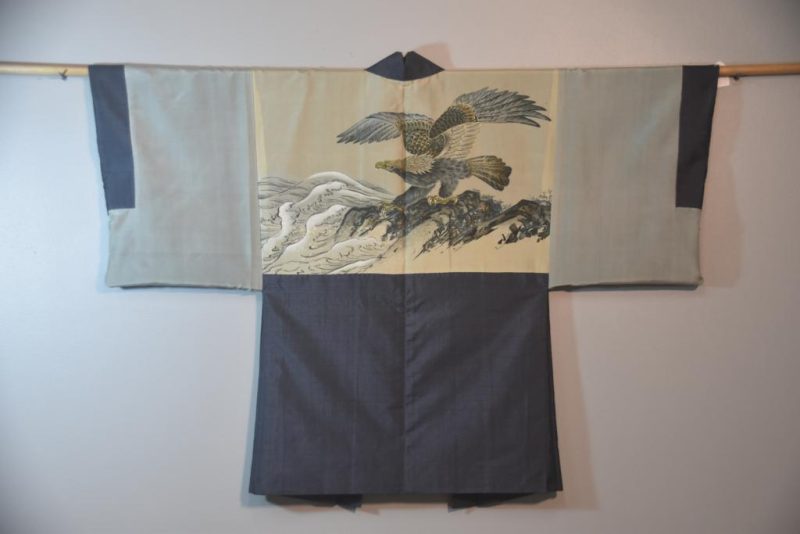 Eagle Eye Vintage Japanese Silk Mans Haori (Kimono Jacket)