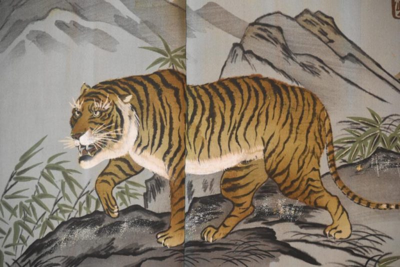 Prowling Tiger Vintage Japanese Silk Mans Haori (Kimono Jacket) - Image 2