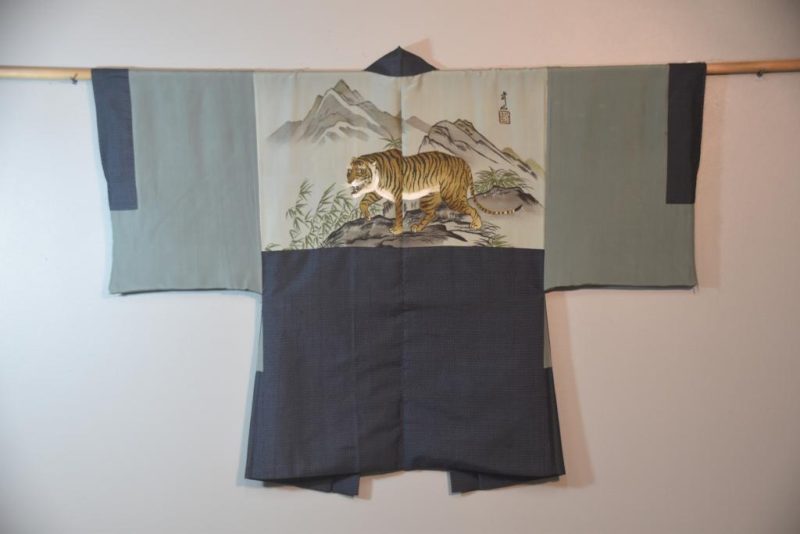 Prowling Tiger Vintage Japanese Silk Mans Haori (Kimono Jacket)
