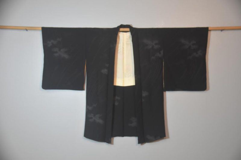 Black Swirls Silk Vintage Silk Haori Jacket - Image 5