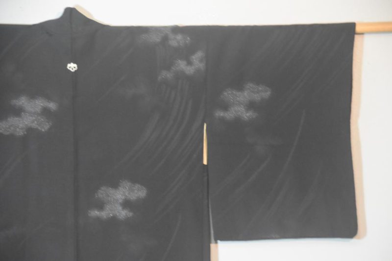 Black Swirls Silk Vintage Silk Haori Jacket - Image 2