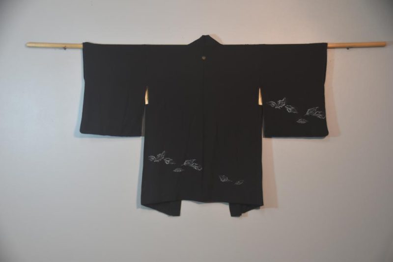 Black with Metallic Leaf Vintage Silk Haori