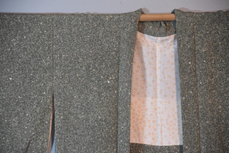 Green Speckles Vintage Silk Haori Jacket - Image 4