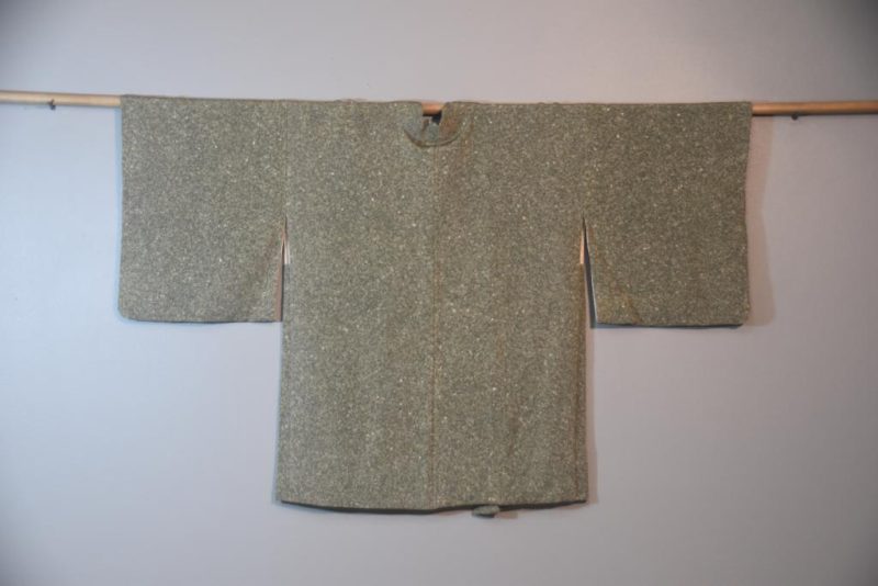 Green Speckles Vintage Silk Haori Jacket - Image 6