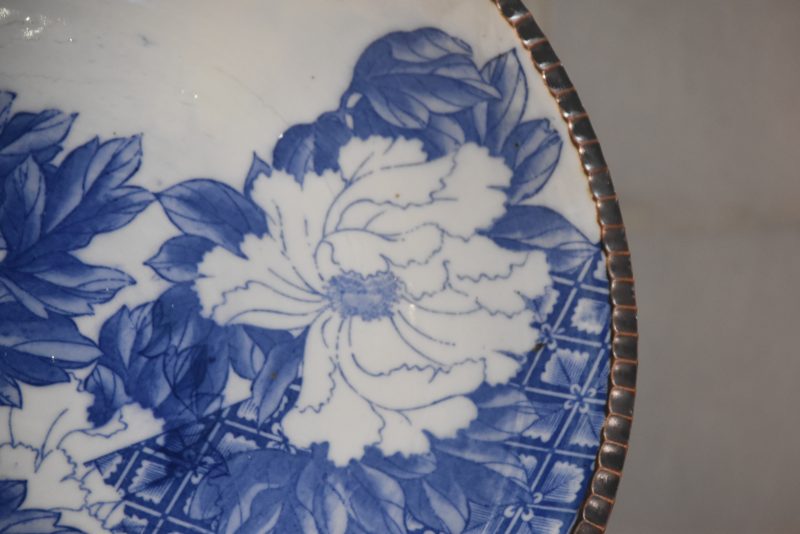 Japanese Blue and White Stencil Plate Diameter 400mm - Image 3