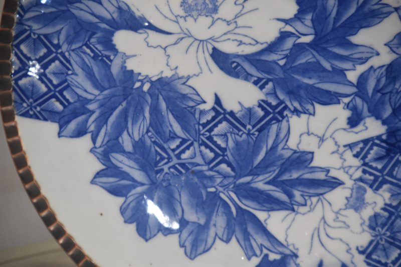 Japanese Blue and White Stencil Plate Diameter 400mm - Image 4