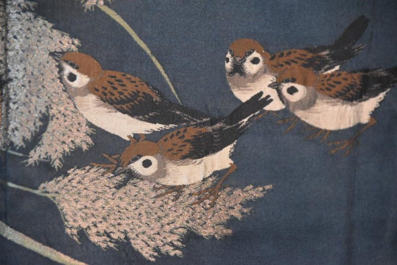 Birds in Flight Vintage Japanese Silk Mans Haori (Kimono Jacket) - Image 3
