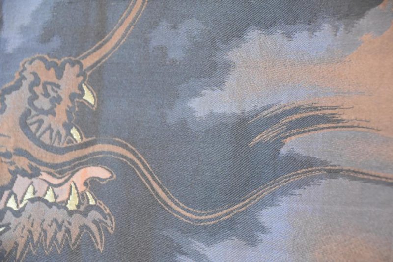 Chocolate Brocade Dragon Vintage Japanese Silk Mans Haori (Kimono Jacket) - Image 7
