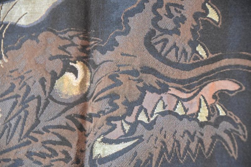 Chocolate Brocade Dragon Vintage Japanese Silk Mans Haori (Kimono Jacket) - Image 2