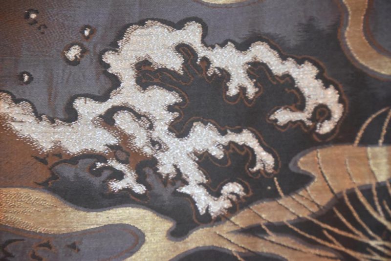 Chocolate Brocade Dragon Vintage Japanese Silk Mans Haori (Kimono Jacket) - Image 3