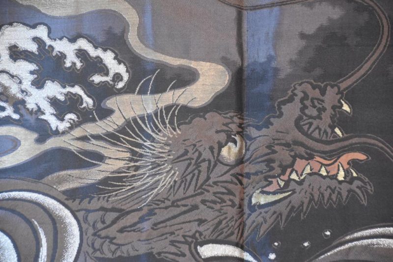 Chocolate Brocade Dragon Vintage Japanese Silk Mans Haori (Kimono Jacket) - Image 4