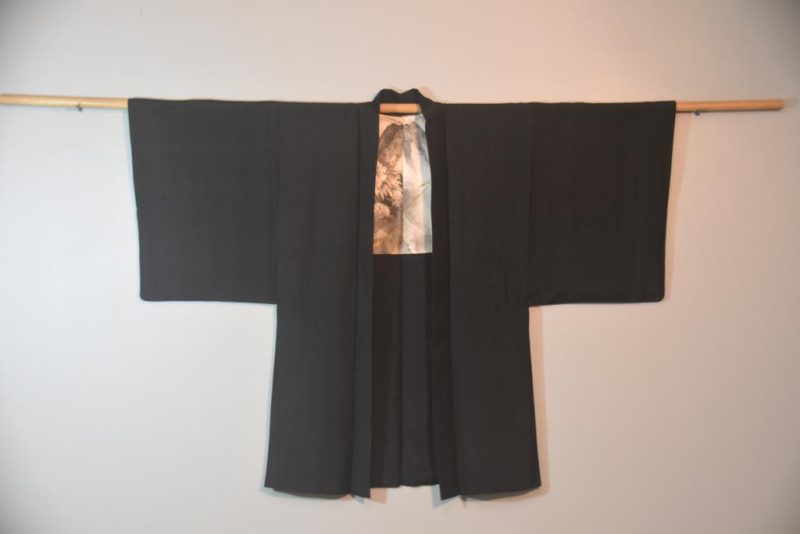 Champagne Dragon Vintage Japanese Silk Mans Haori (Kimono Jacket) - Image 5