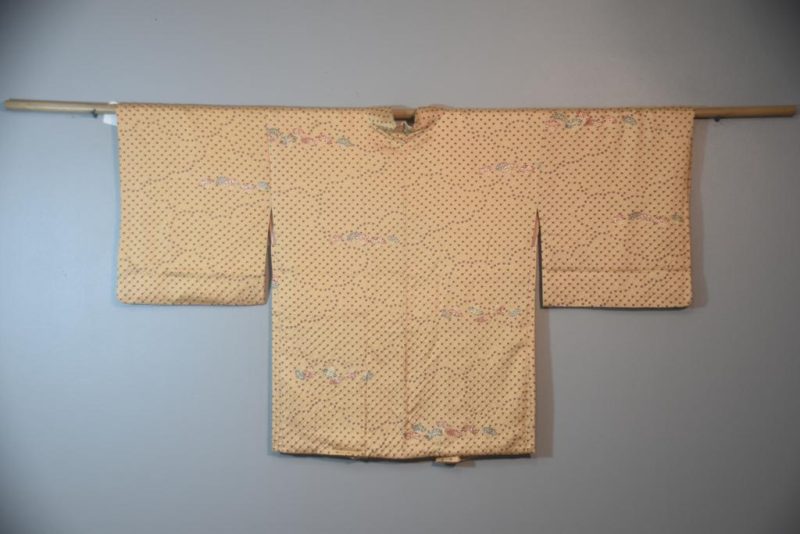 Japanese Vintage Haori in Champagne Gold with Fans - Image 4