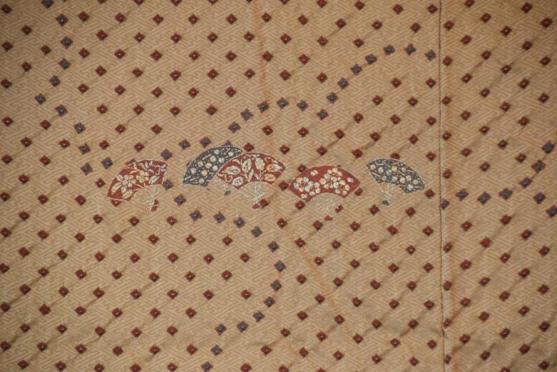 Japanese Vintage Haori in Champagne Gold with Fans - Image 5