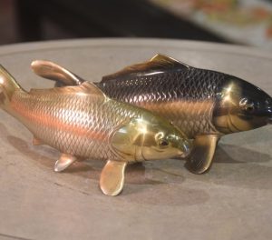 A Pair of Bronze Koi Okimono Width:260mm