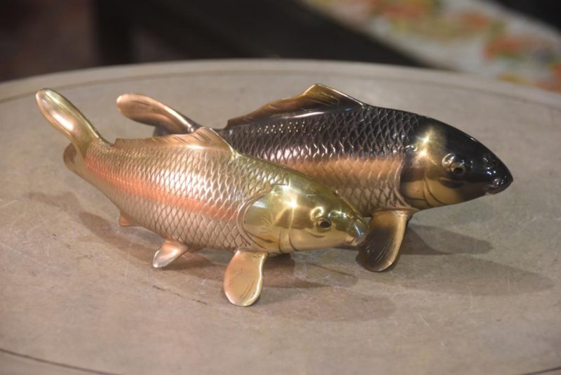 A Pair of Bronze Koi Okimono Width:260mm