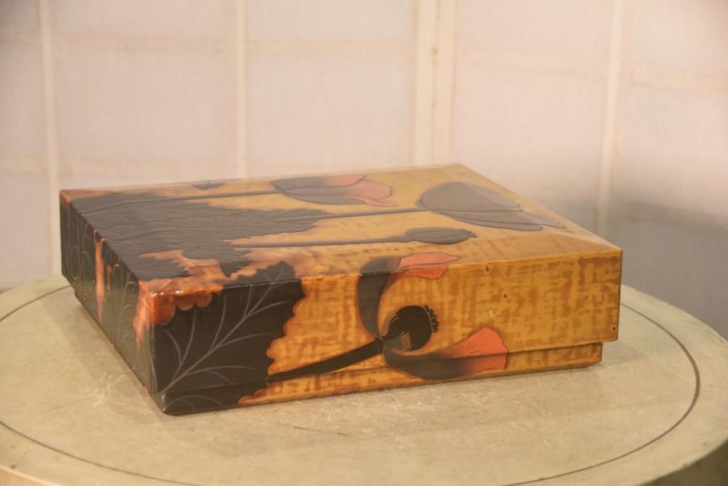 Japanese Lacquered Letter Box with Poppy Designs Width:380mm - Image 13