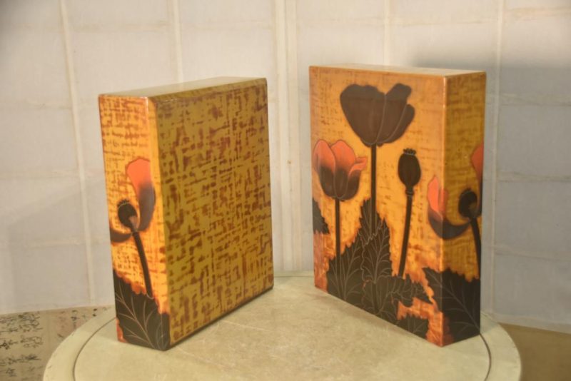Japanese Lacquered Letter Box with Poppy Designs Width:380mm - Image 8