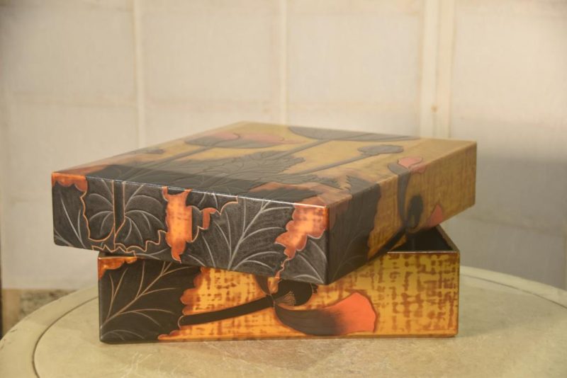 Japanese Lacquered Letter Box with Poppy Designs Width:380mm - Image 7