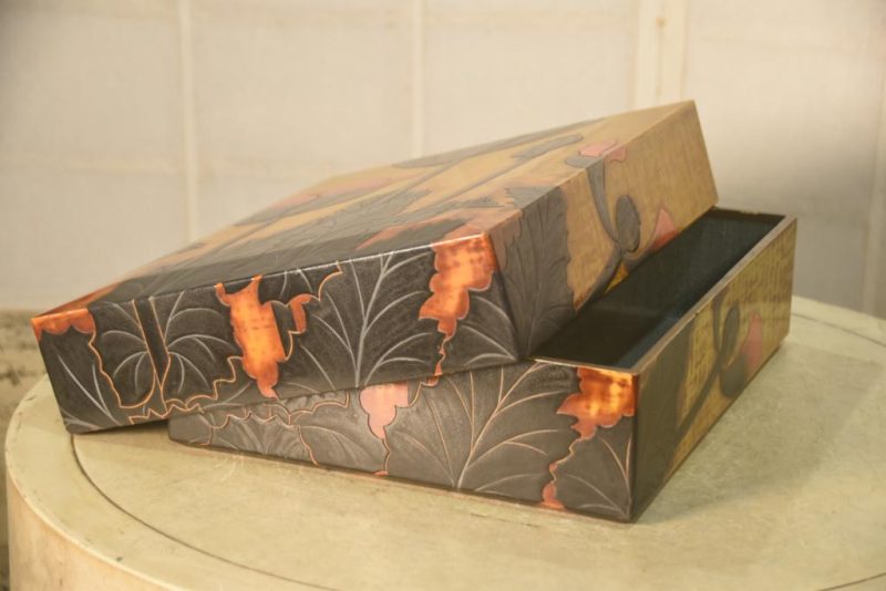 Japanese Lacquered Letter Box with Poppy Designs Width:380mm - Image 6