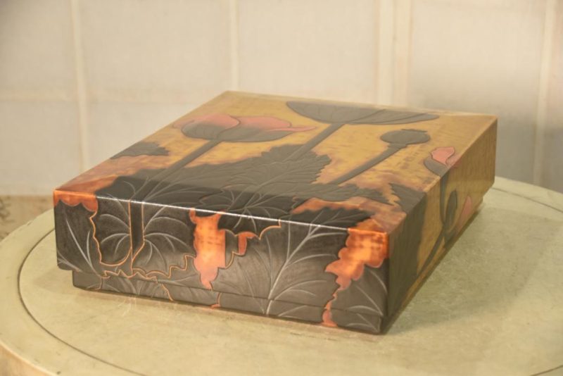 Japanese Lacquered Letter Box with Poppy Designs Width:380mm - Image 5