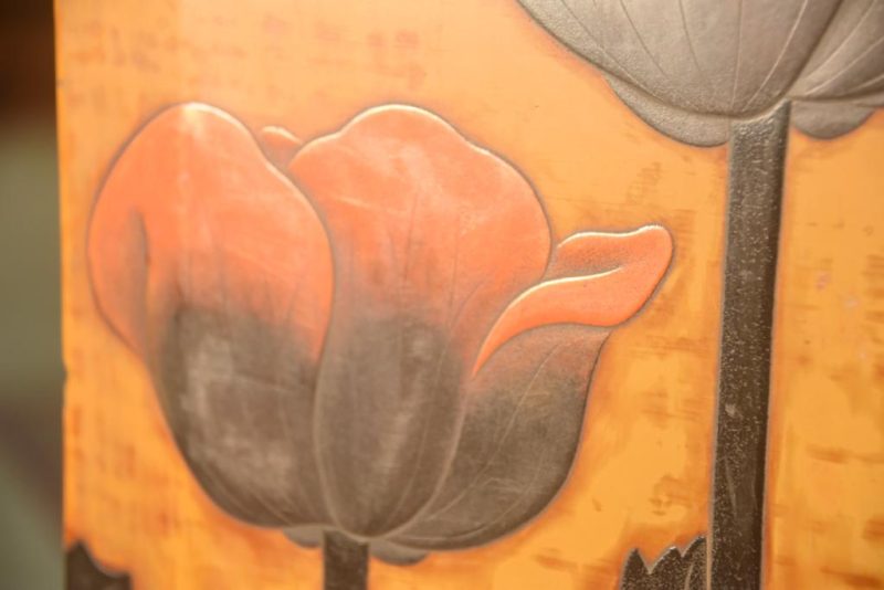 Japanese Lacquered Letter Box with Poppy Designs Width:380mm - Image 4