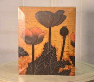 Japanese Lacquered Letter Box with Poppy Designs Width:380mm