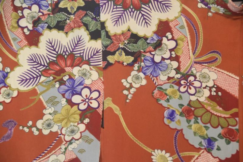 Japanese Silk Haori in Burnt Orange - Image 4