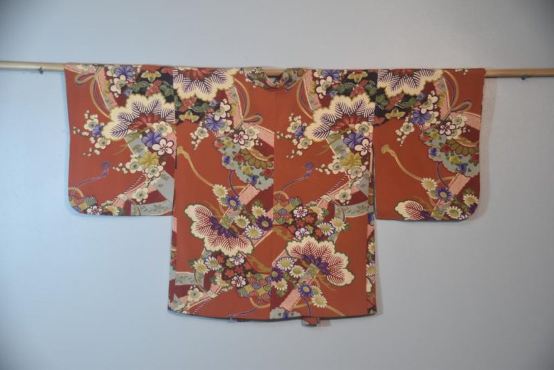 Japanese Silk Haori in Burnt Orange - Image 6