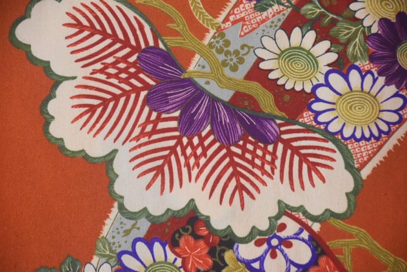 Japanese Silk Haori in Burnt Orange - Image 2