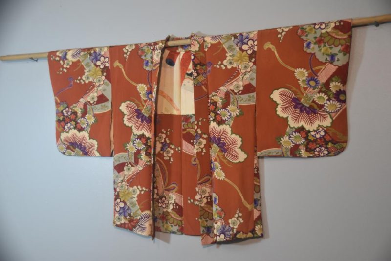 Japanese Silk Haori in Burnt Orange - Image 5