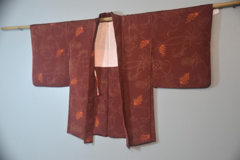 Japanese Silk Haori in Vintage Maroon - Image 3