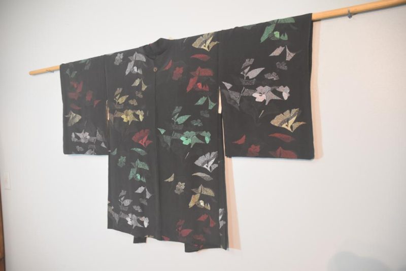 Black Silk with Metallic Thread Haori - Image 3